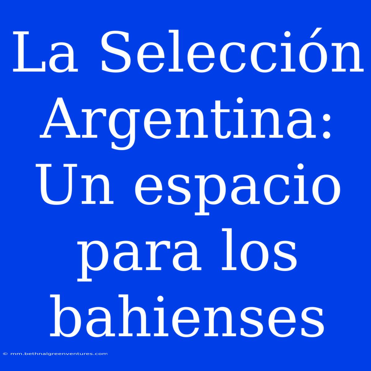 La Selección Argentina: Un Espacio Para Los Bahienses