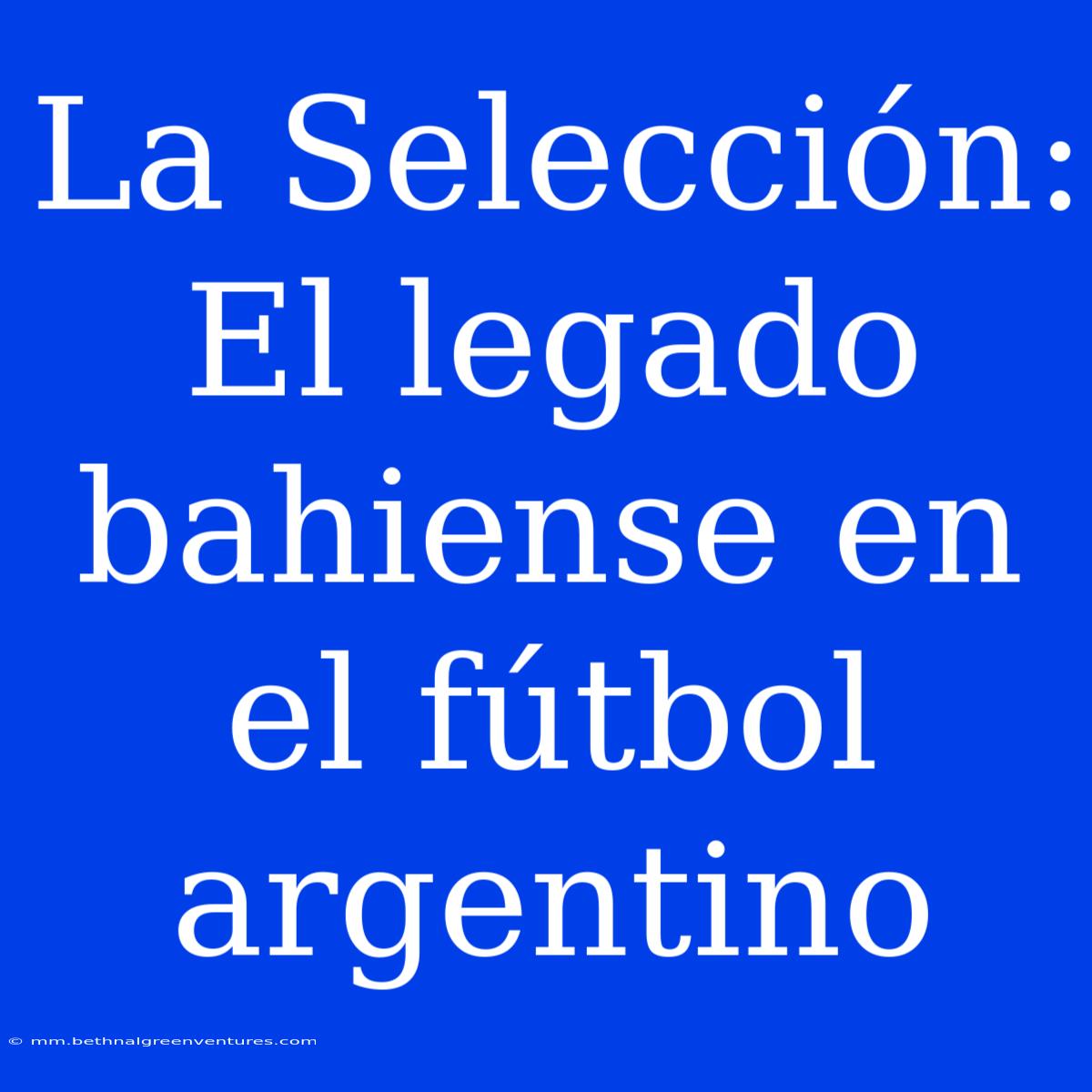 La Selección: El Legado Bahiense En El Fútbol Argentino