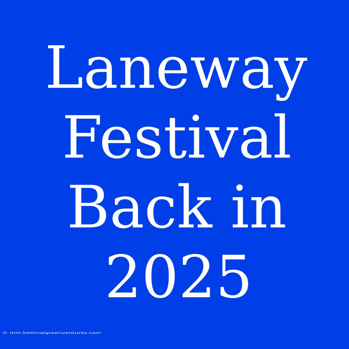 Laneway Festival Back In 2025