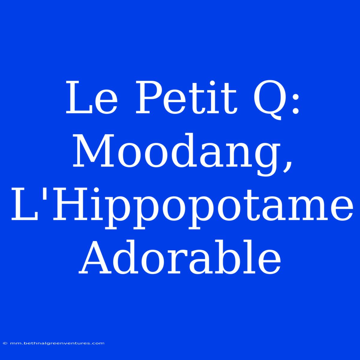 Le Petit Q: Moodang, L'Hippopotame Adorable