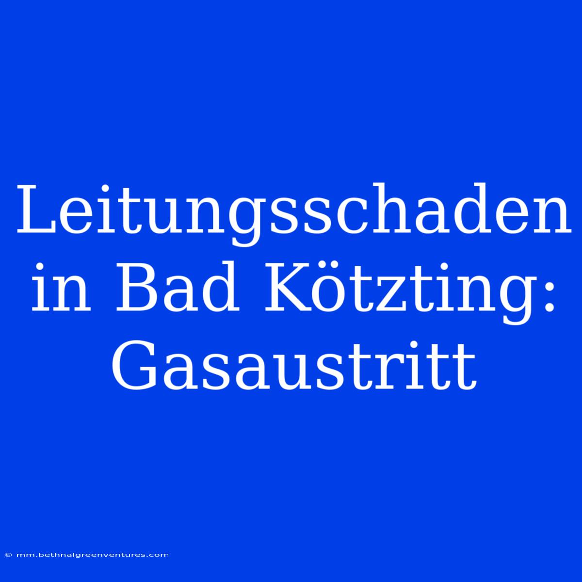 Leitungsschaden In Bad Kötzting: Gasaustritt