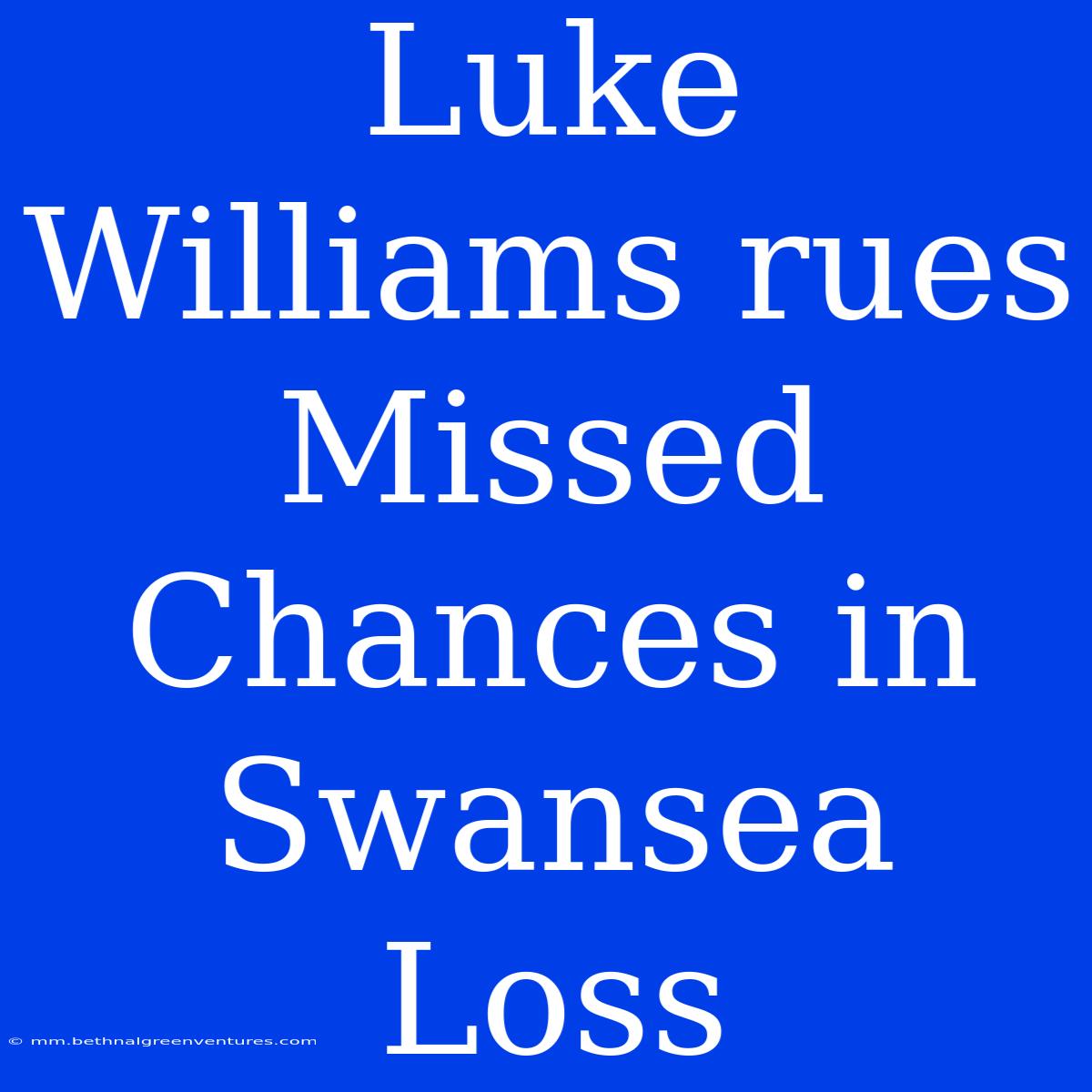 Luke Williams Rues Missed Chances In Swansea Loss