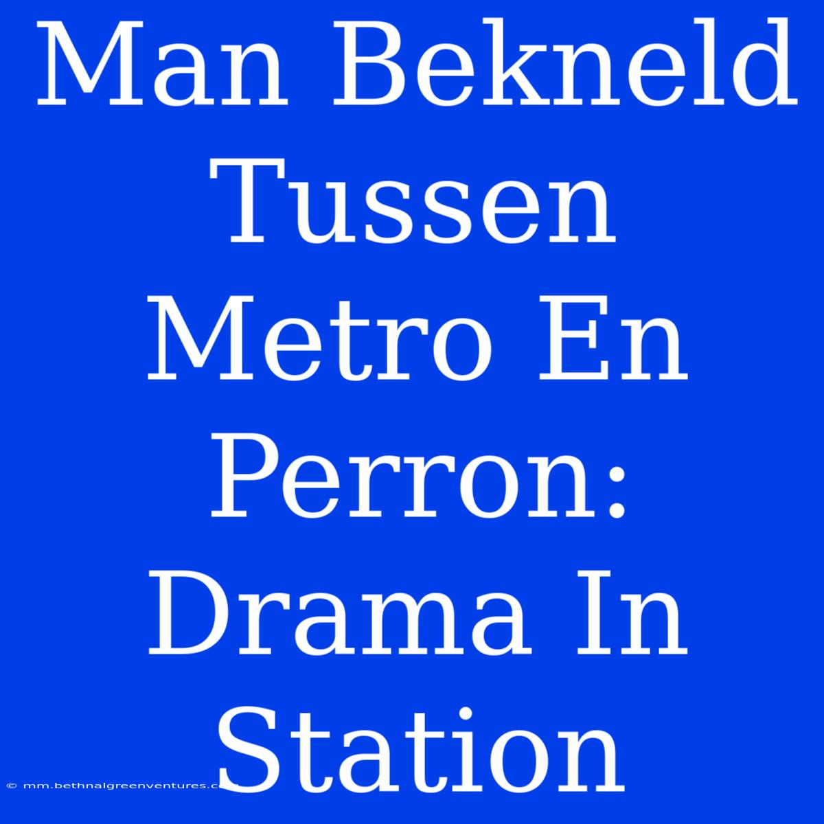 Man Bekneld Tussen Metro En Perron: Drama In Station