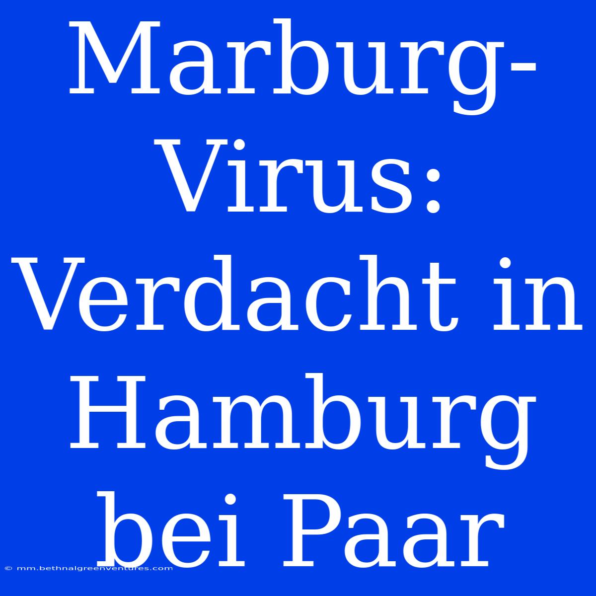 Marburg-Virus: Verdacht In Hamburg Bei Paar