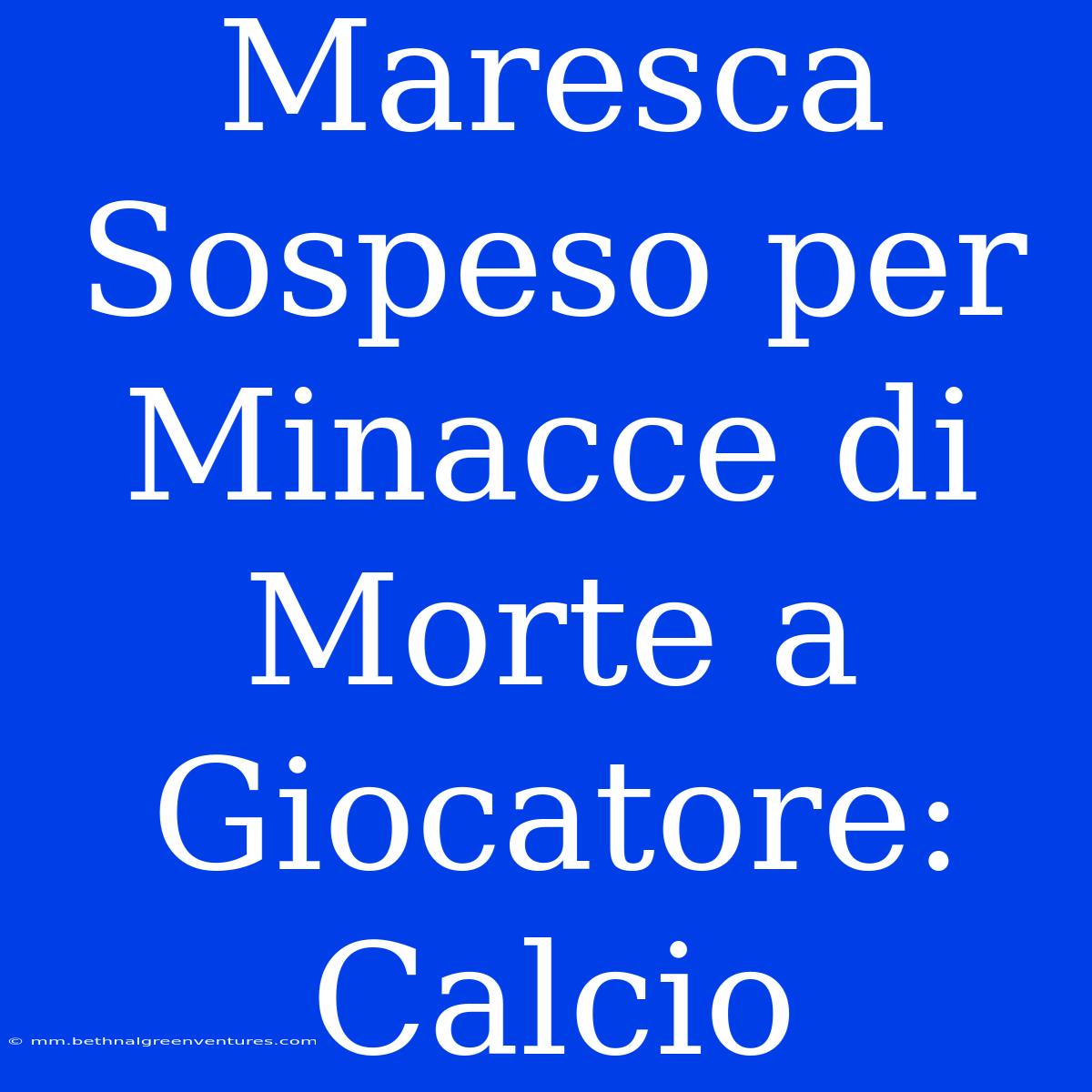 Maresca Sospeso Per Minacce Di Morte A Giocatore: Calcio