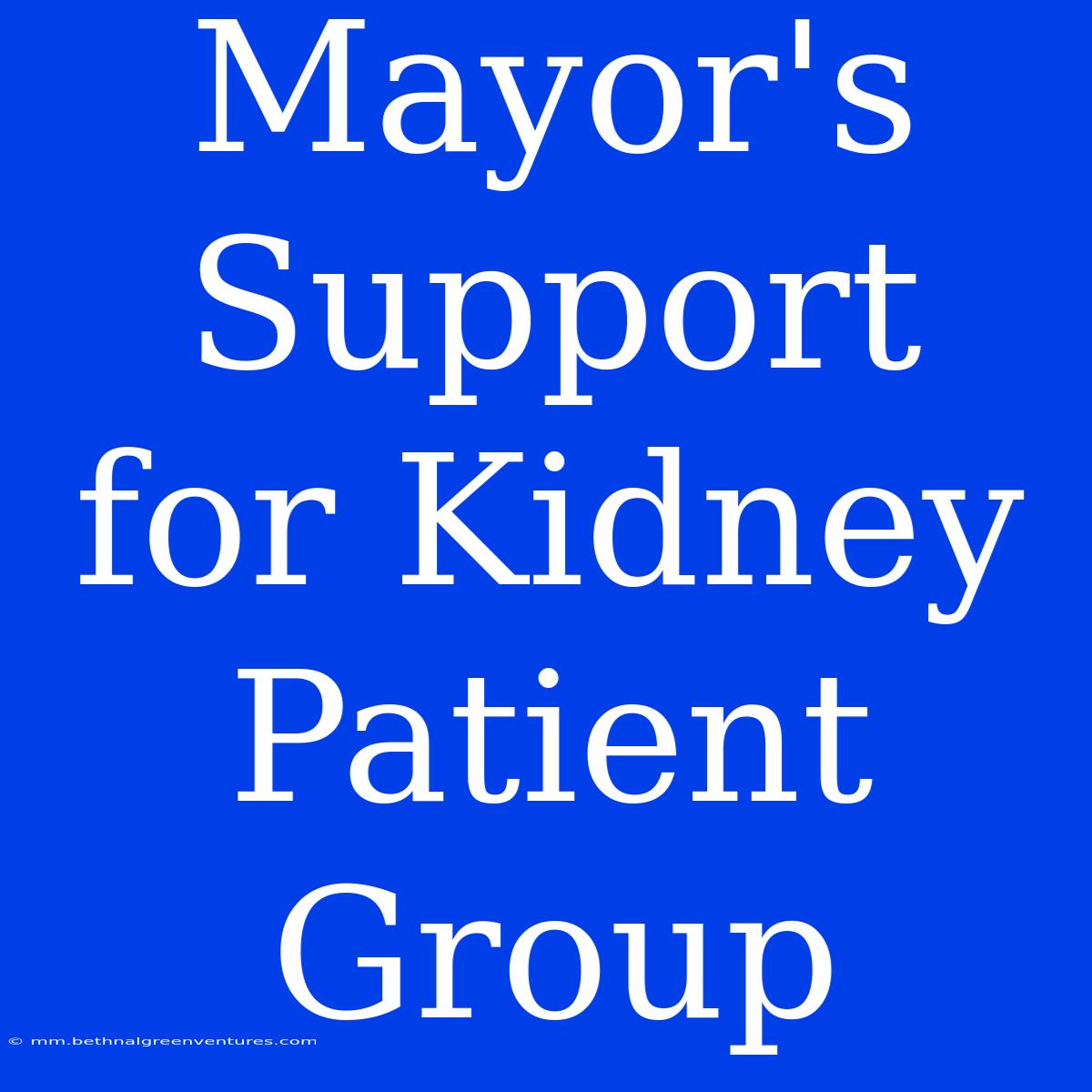 Mayor's Support For Kidney Patient Group