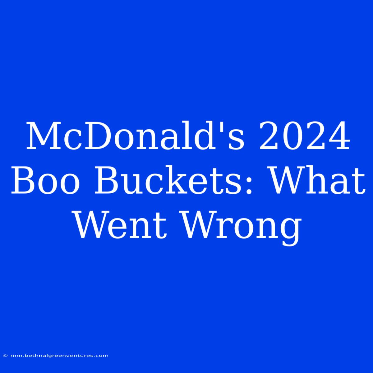 McDonald's 2024 Boo Buckets: What Went Wrong