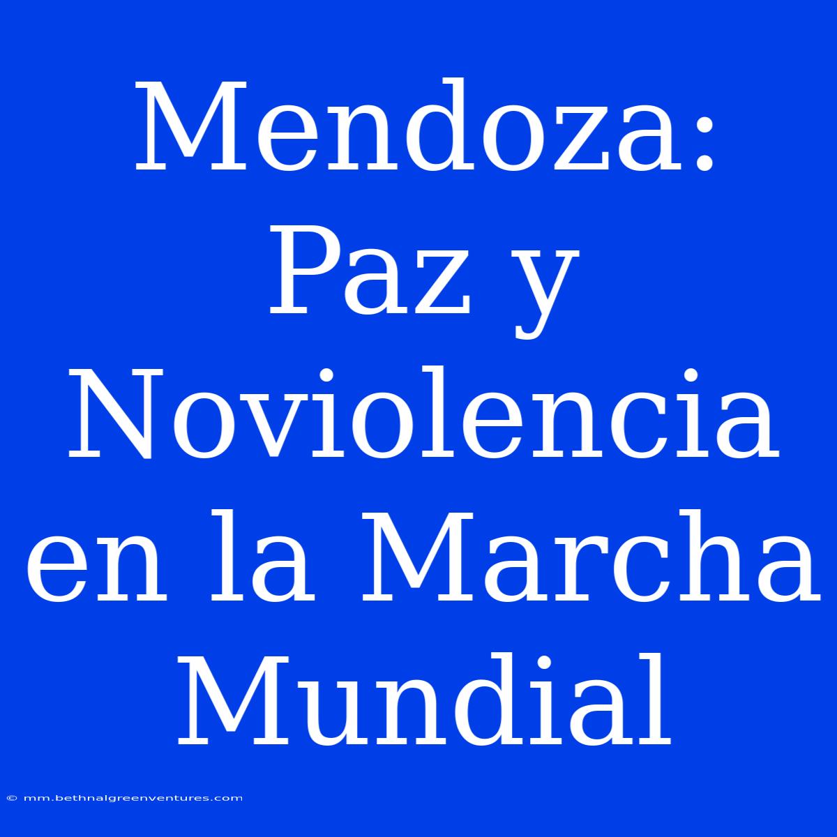 Mendoza: Paz Y Noviolencia En La Marcha Mundial