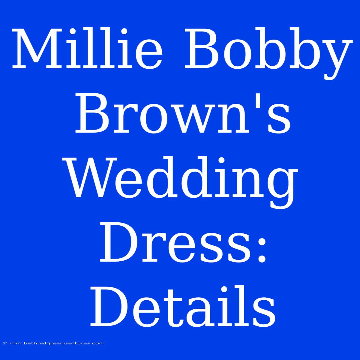 Millie Bobby Brown's Wedding Dress: Details