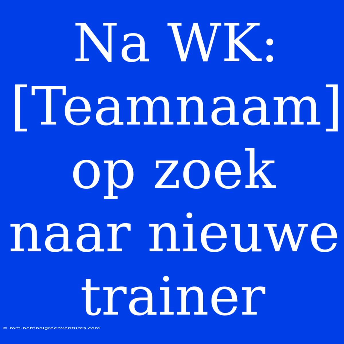 Na WK: [Teamnaam] Op Zoek Naar Nieuwe Trainer