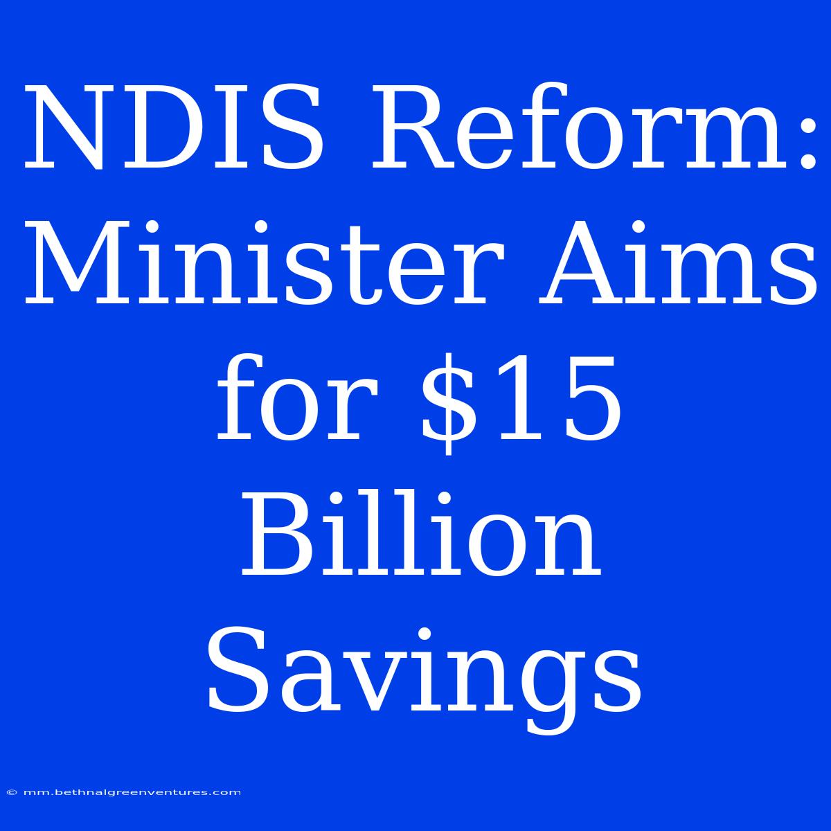 NDIS Reform: Minister Aims For $15 Billion Savings