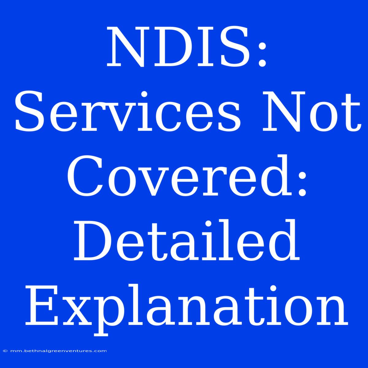 NDIS: Services Not Covered:  Detailed Explanation 