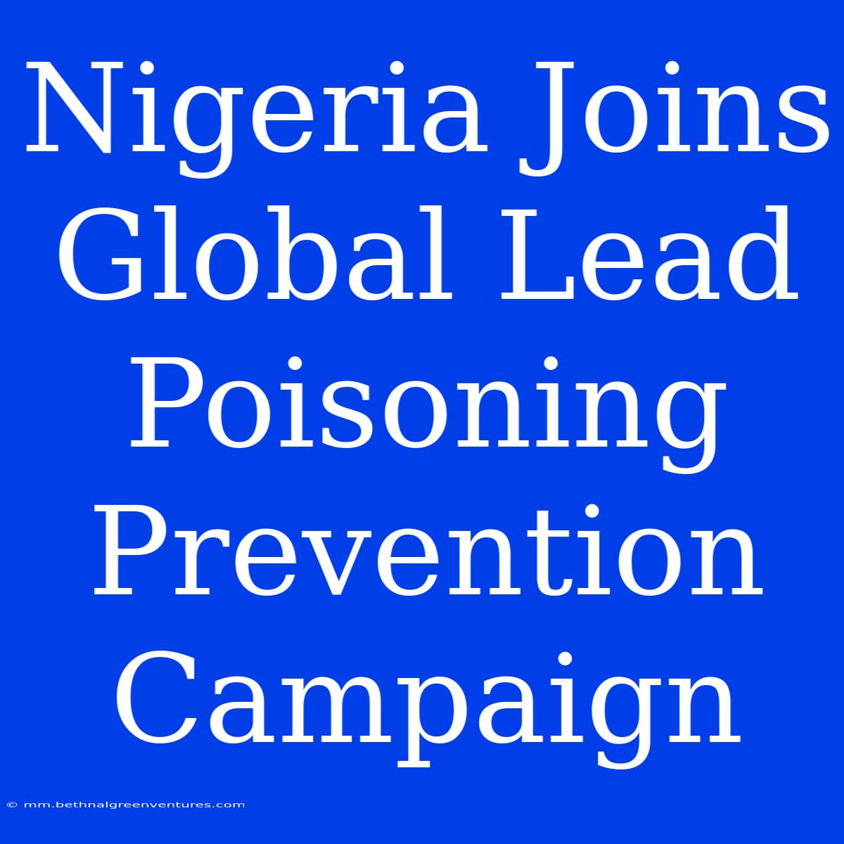 Nigeria Joins Global Lead Poisoning Prevention Campaign