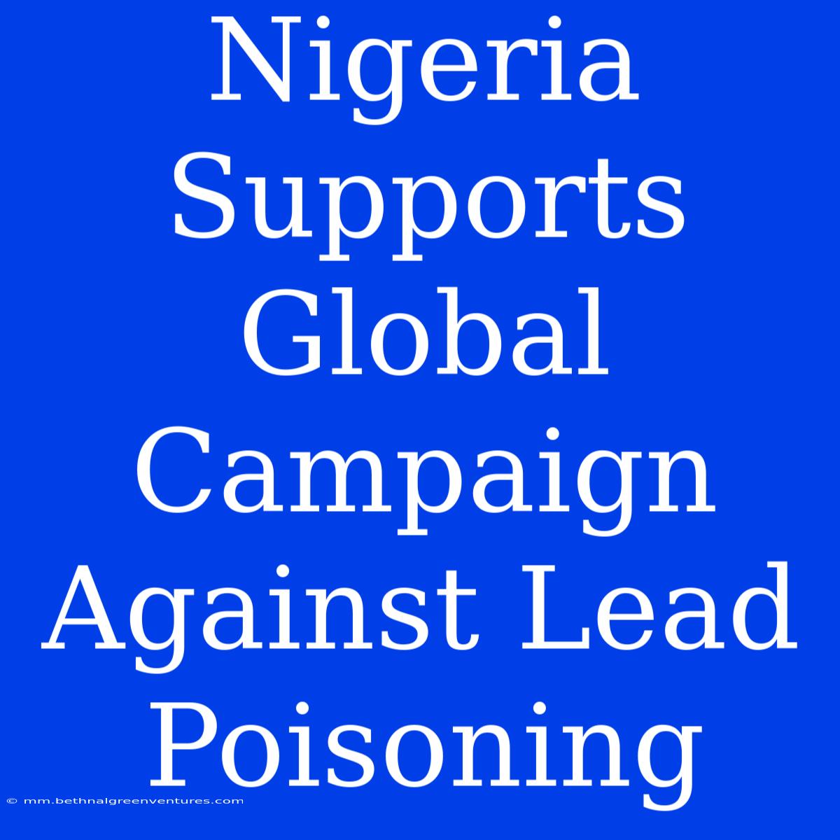 Nigeria Supports Global Campaign Against Lead Poisoning