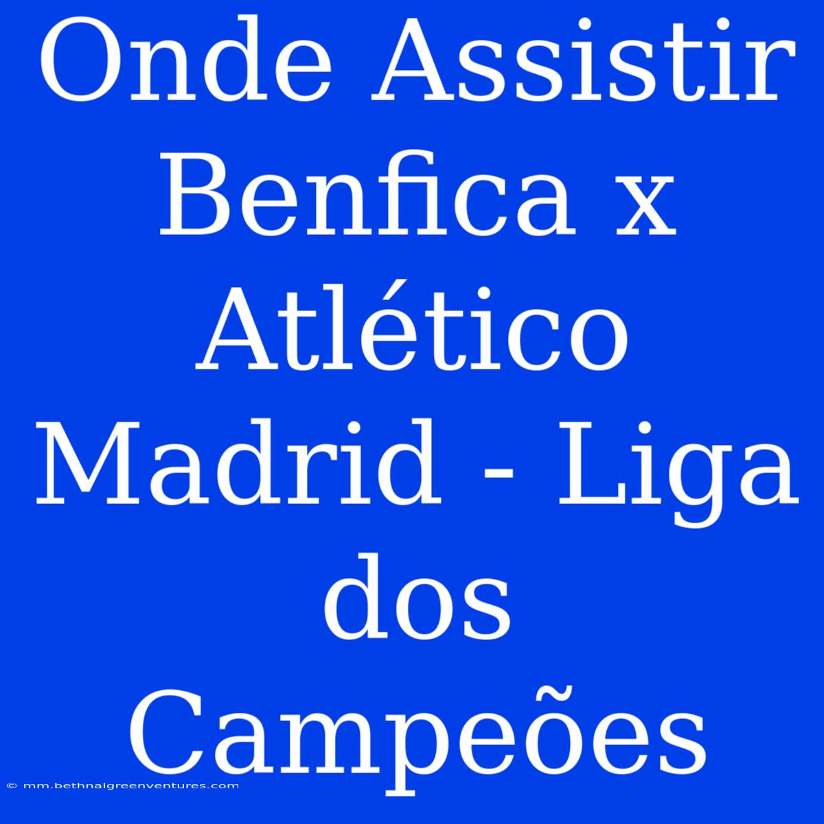 Onde Assistir Benfica X Atlético Madrid - Liga Dos Campeões