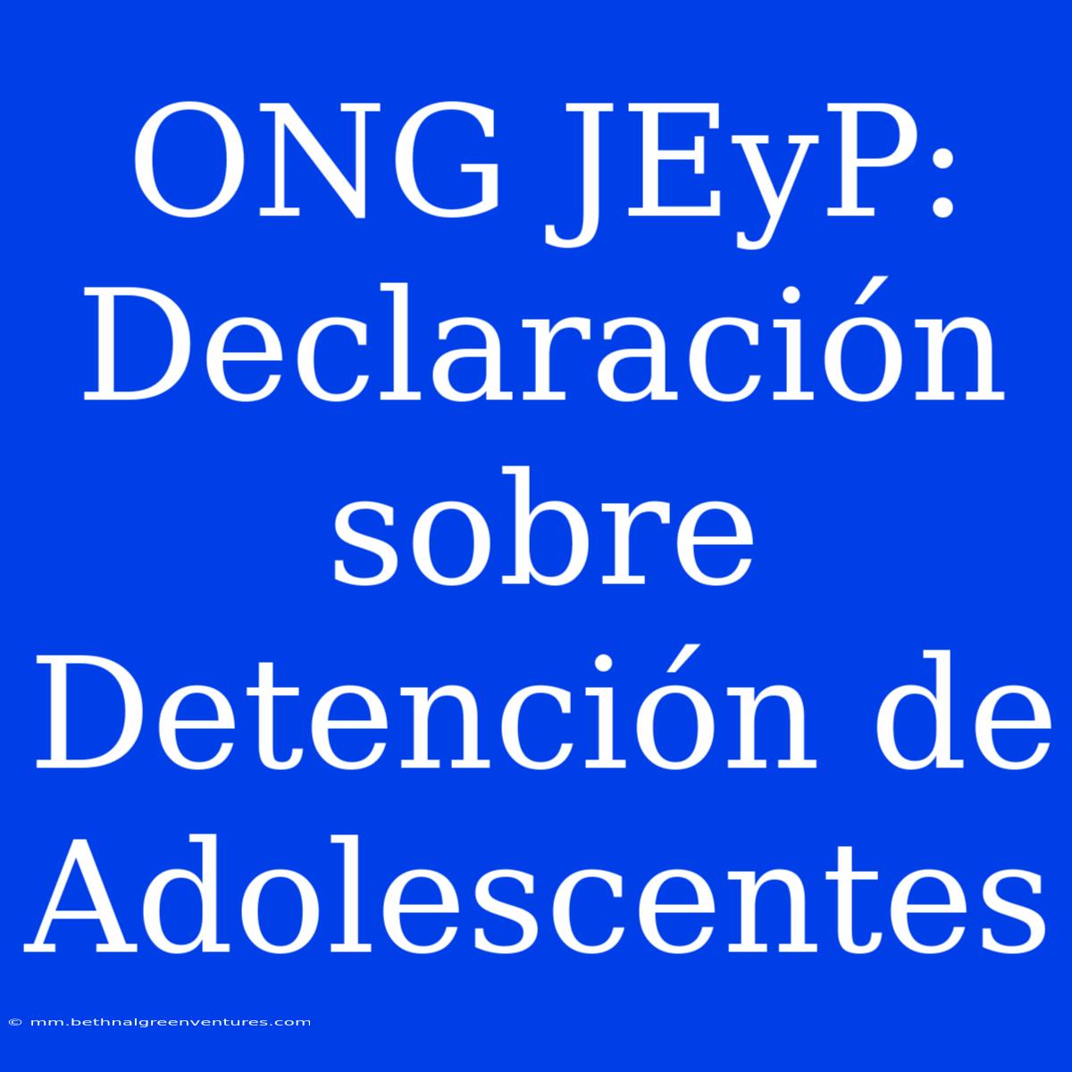 ONG JEyP: Declaración Sobre Detención De Adolescentes