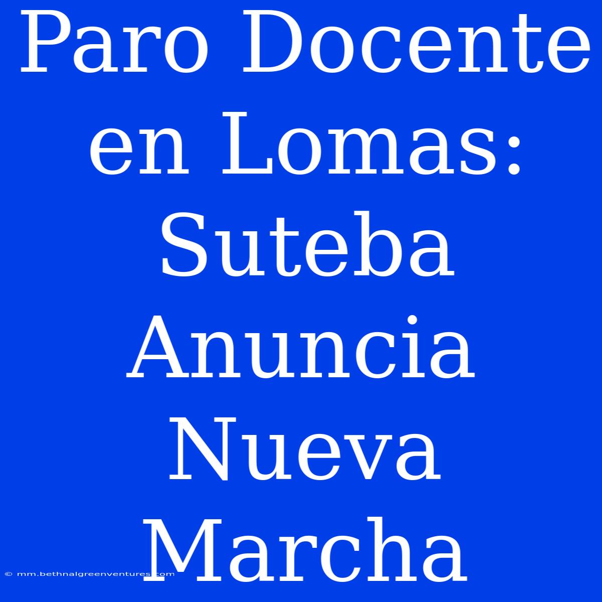 Paro Docente En Lomas: Suteba Anuncia Nueva Marcha