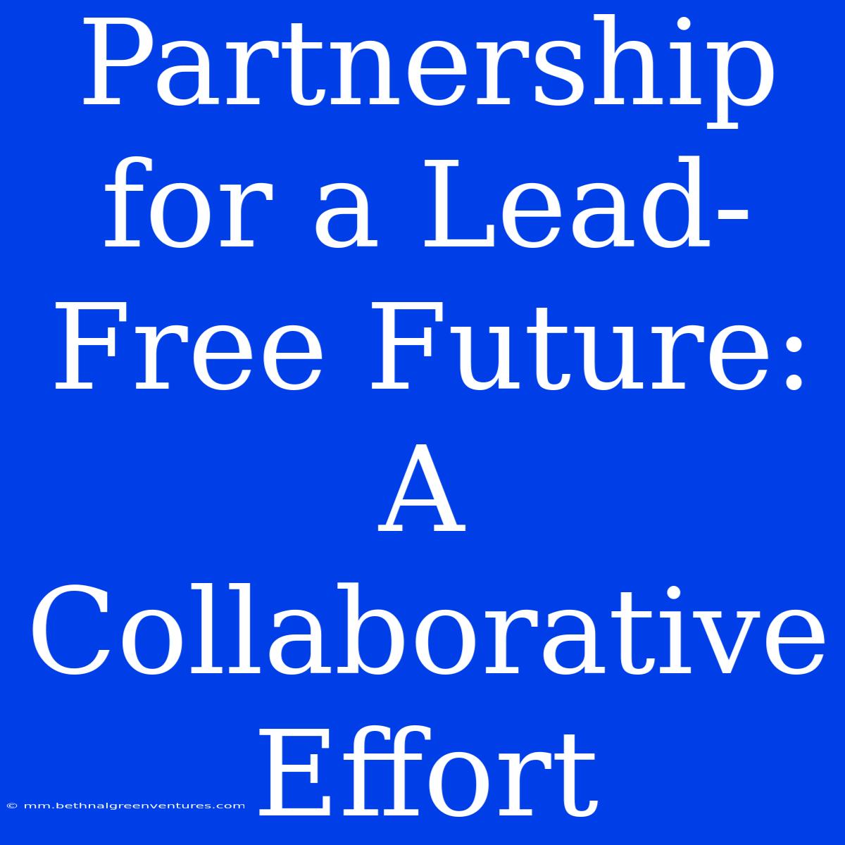 Partnership For A Lead-Free Future:  A Collaborative Effort 