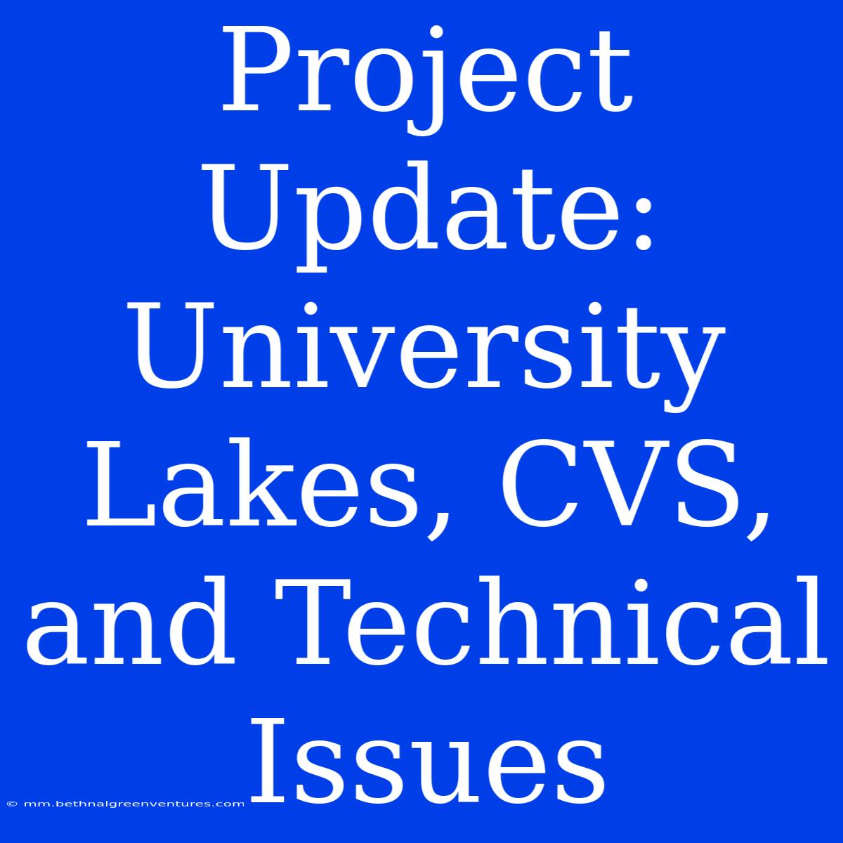 Project Update: University Lakes, CVS, And Technical Issues