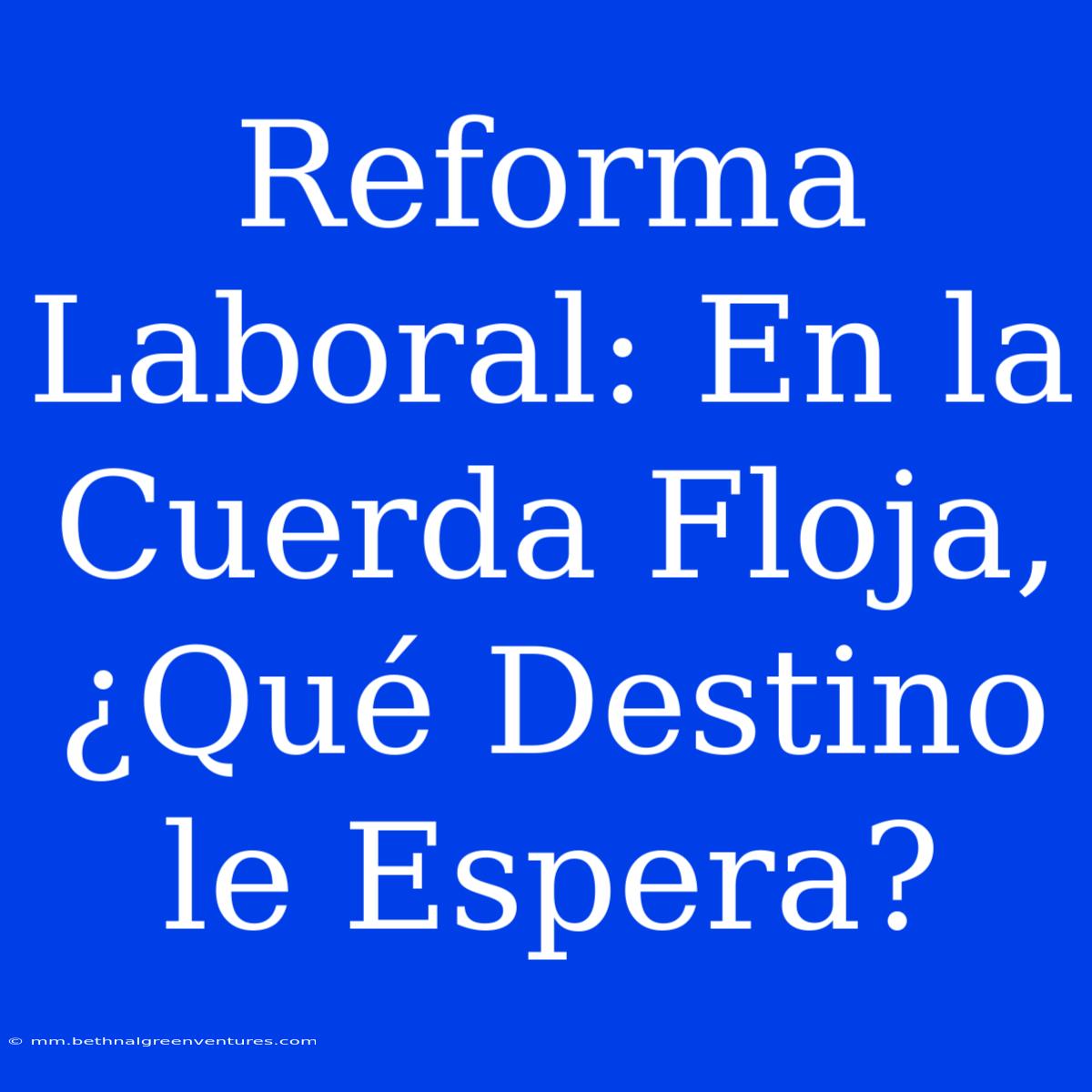 Reforma Laboral: En La Cuerda Floja, ¿Qué Destino Le Espera?