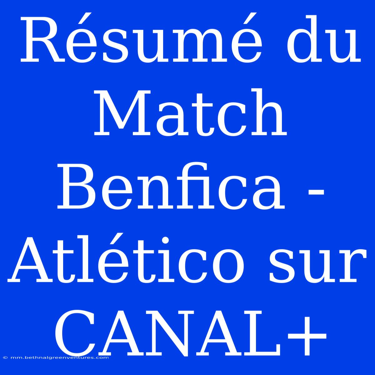 Résumé Du Match Benfica - Atlético Sur CANAL+