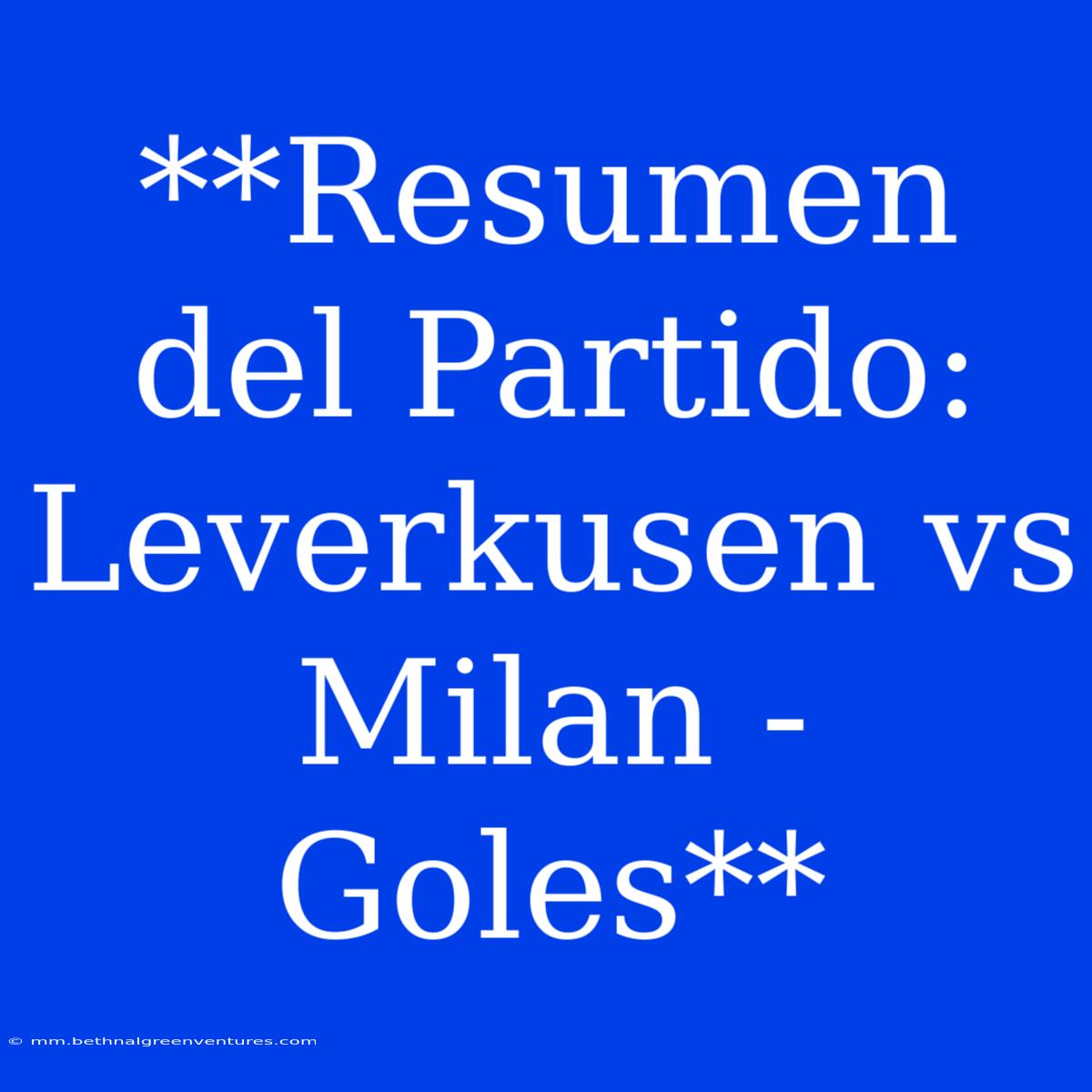 **Resumen Del Partido: Leverkusen Vs Milan - Goles**