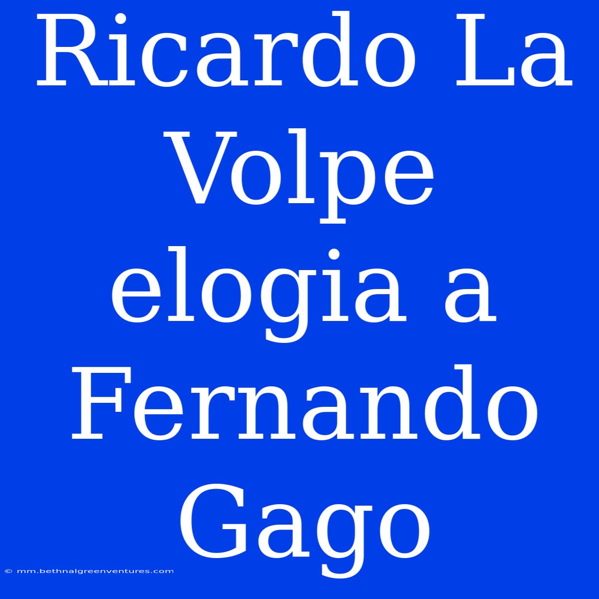 Ricardo La Volpe Elogia A Fernando Gago