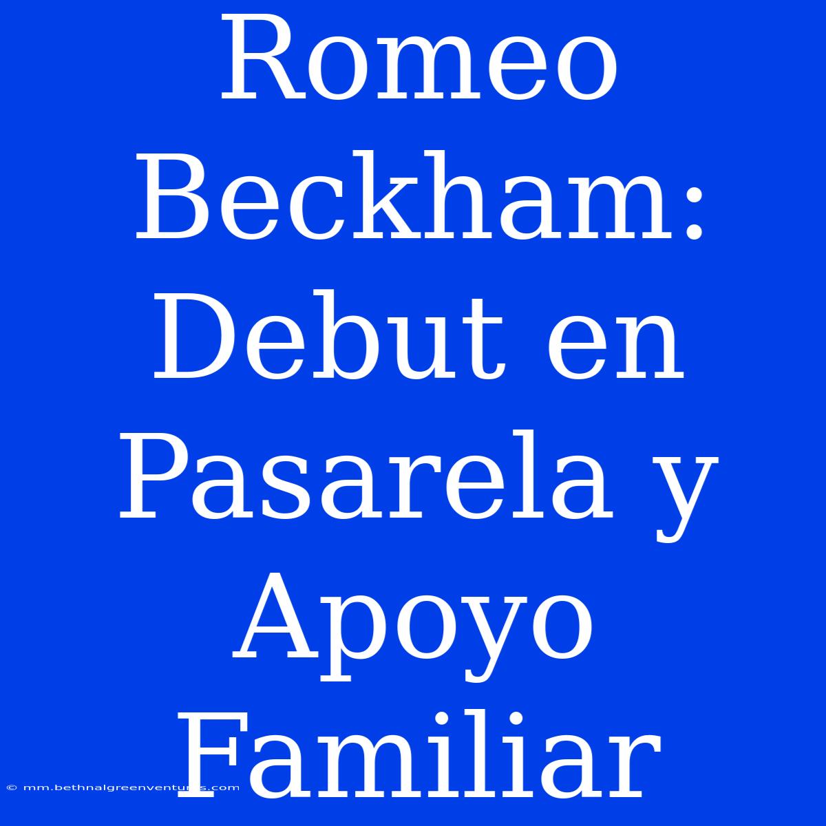 Romeo Beckham: Debut En Pasarela Y Apoyo Familiar