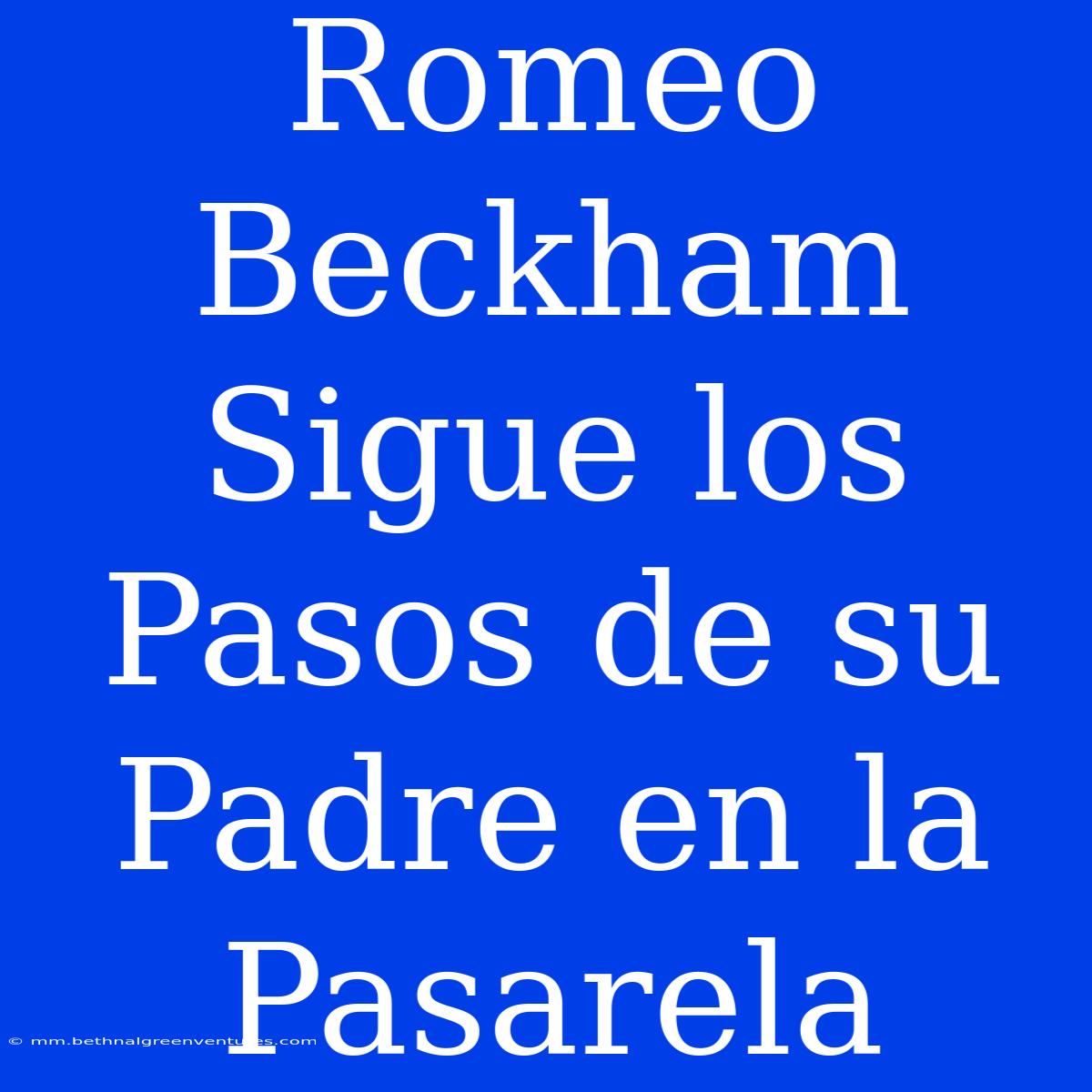 Romeo Beckham Sigue Los Pasos De Su Padre En La Pasarela