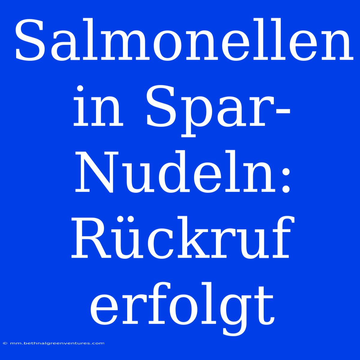 Salmonellen In Spar-Nudeln: Rückruf Erfolgt