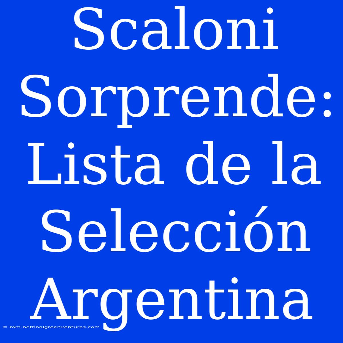 Scaloni Sorprende: Lista De La Selección Argentina