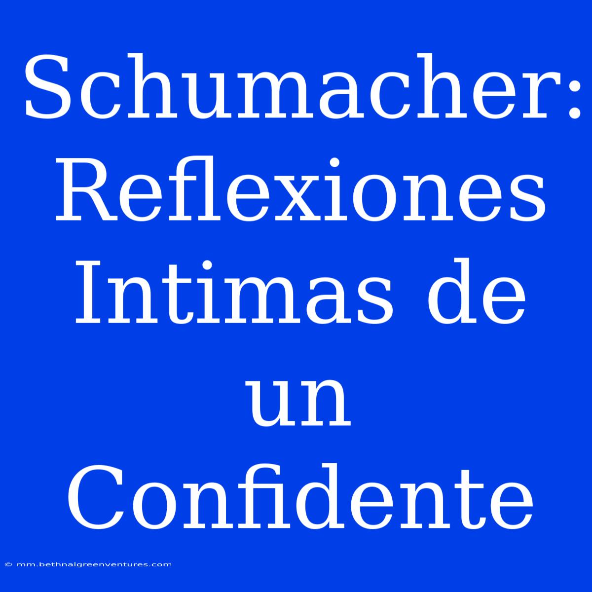 Schumacher:  Reflexiones Intimas De Un Confidente