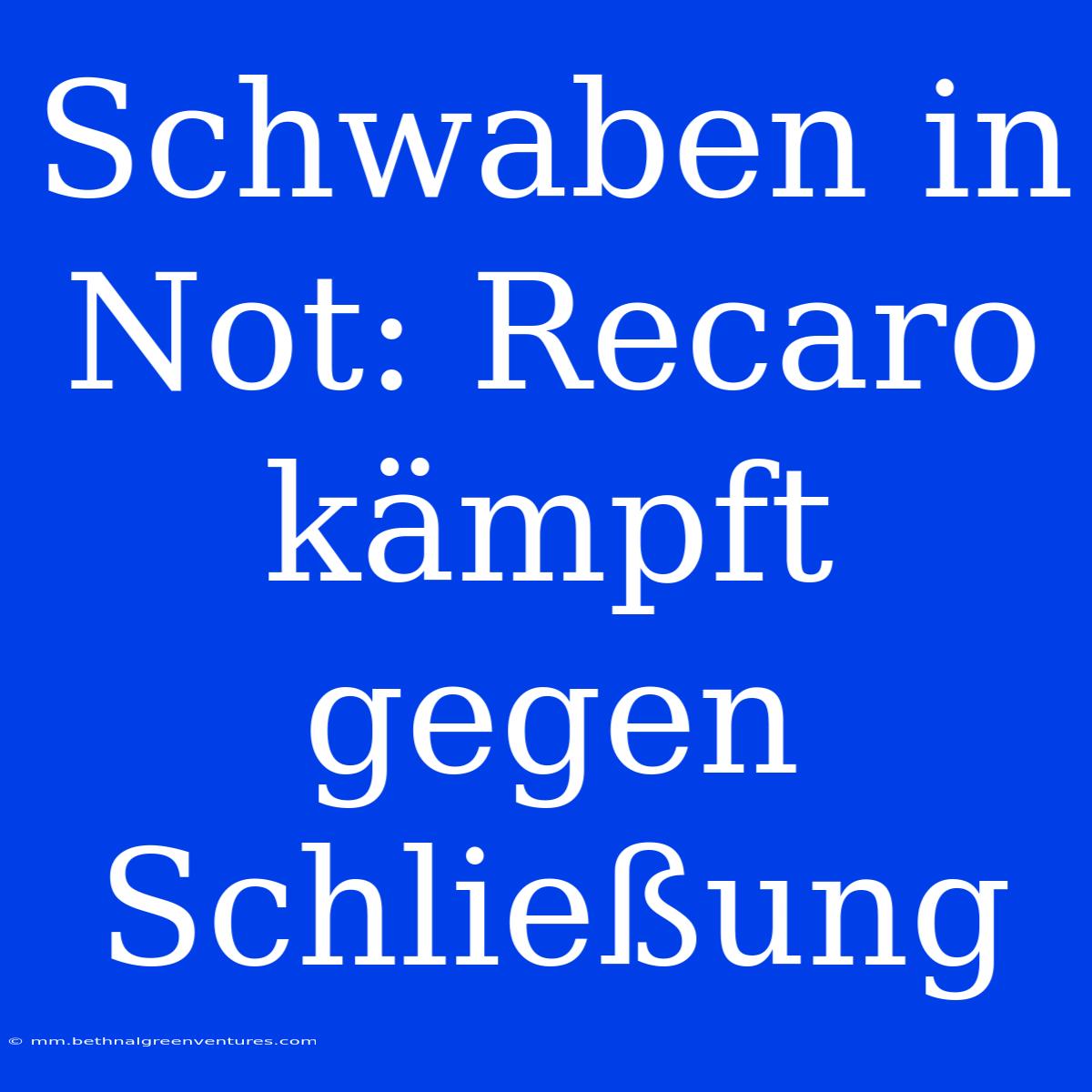 Schwaben In Not: Recaro Kämpft Gegen Schließung