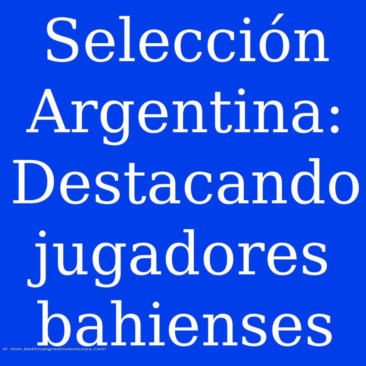 Selección Argentina: Destacando Jugadores Bahienses