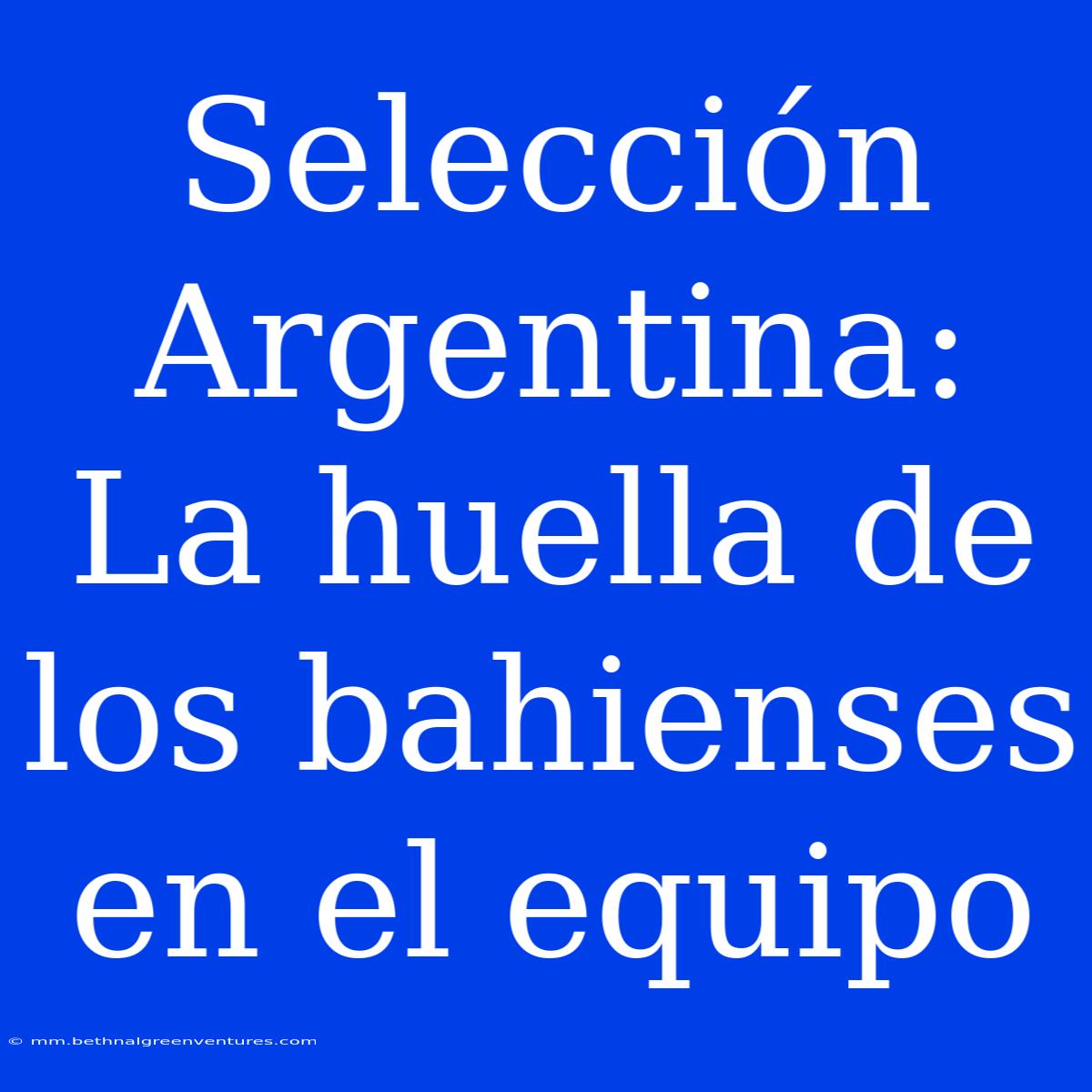 Selección Argentina: La Huella De Los Bahienses En El Equipo