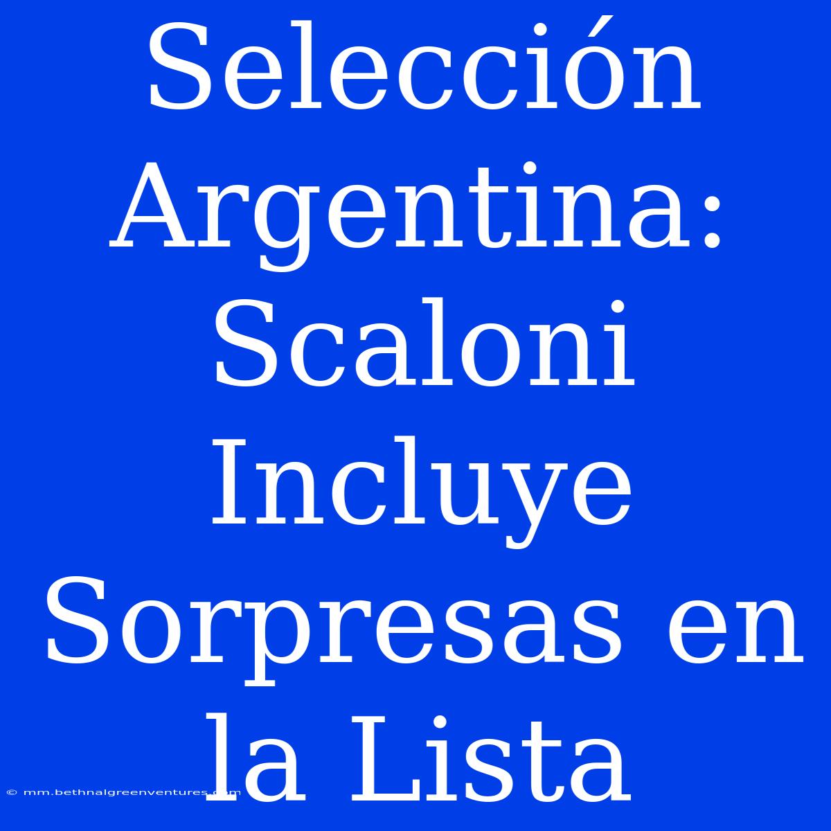 Selección Argentina: Scaloni Incluye Sorpresas En La Lista