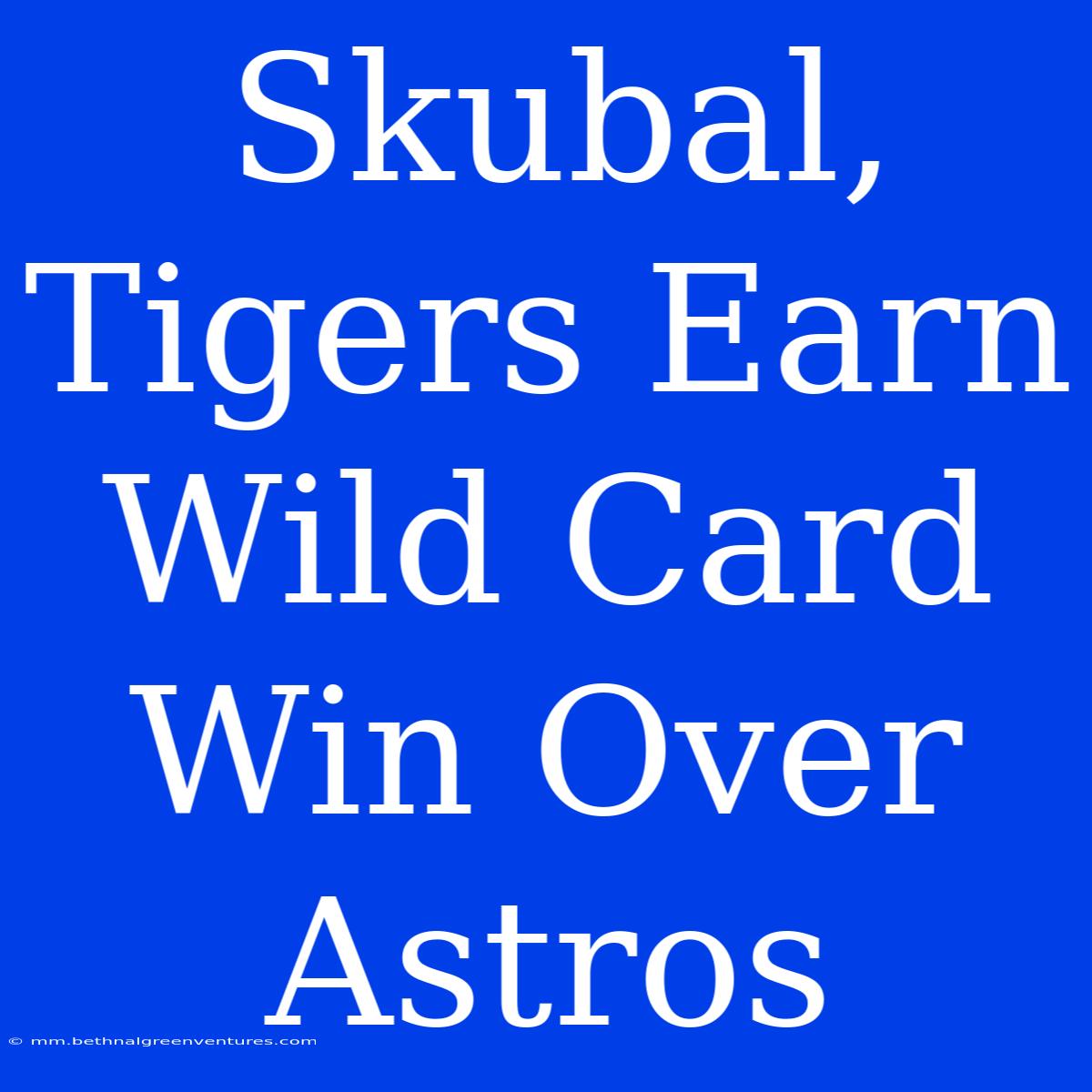 Skubal, Tigers Earn Wild Card Win Over Astros 