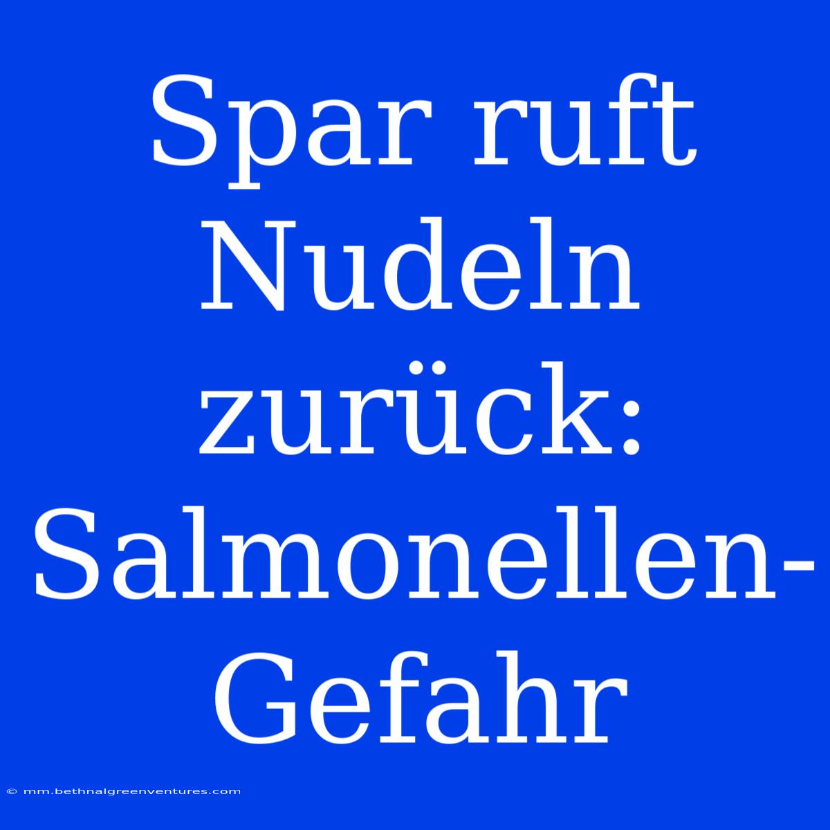 Spar Ruft Nudeln Zurück: Salmonellen-Gefahr