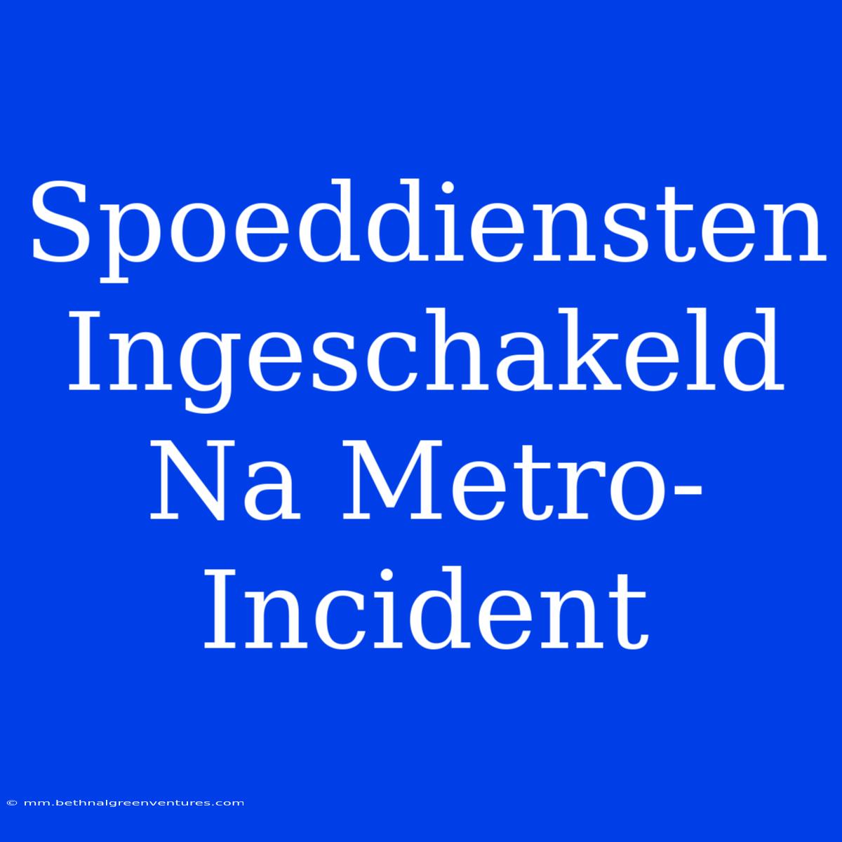 Spoeddiensten Ingeschakeld Na Metro-Incident