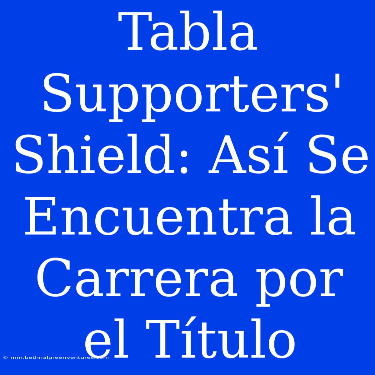 Tabla Supporters' Shield: Así Se Encuentra La Carrera Por El Título