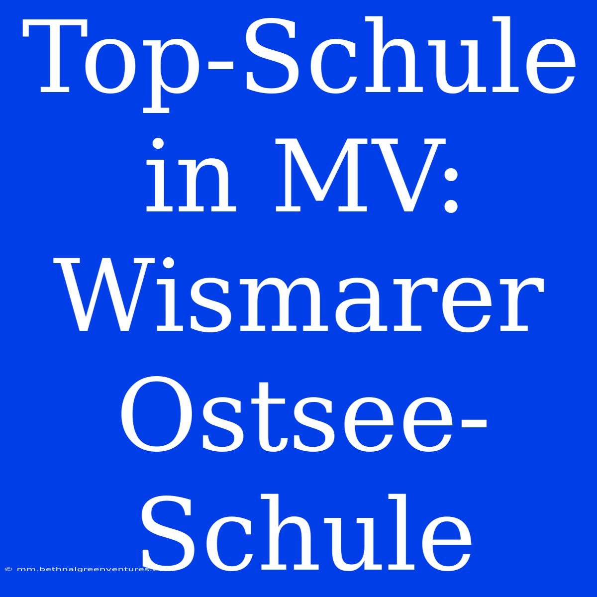 Top-Schule In MV: Wismarer Ostsee-Schule