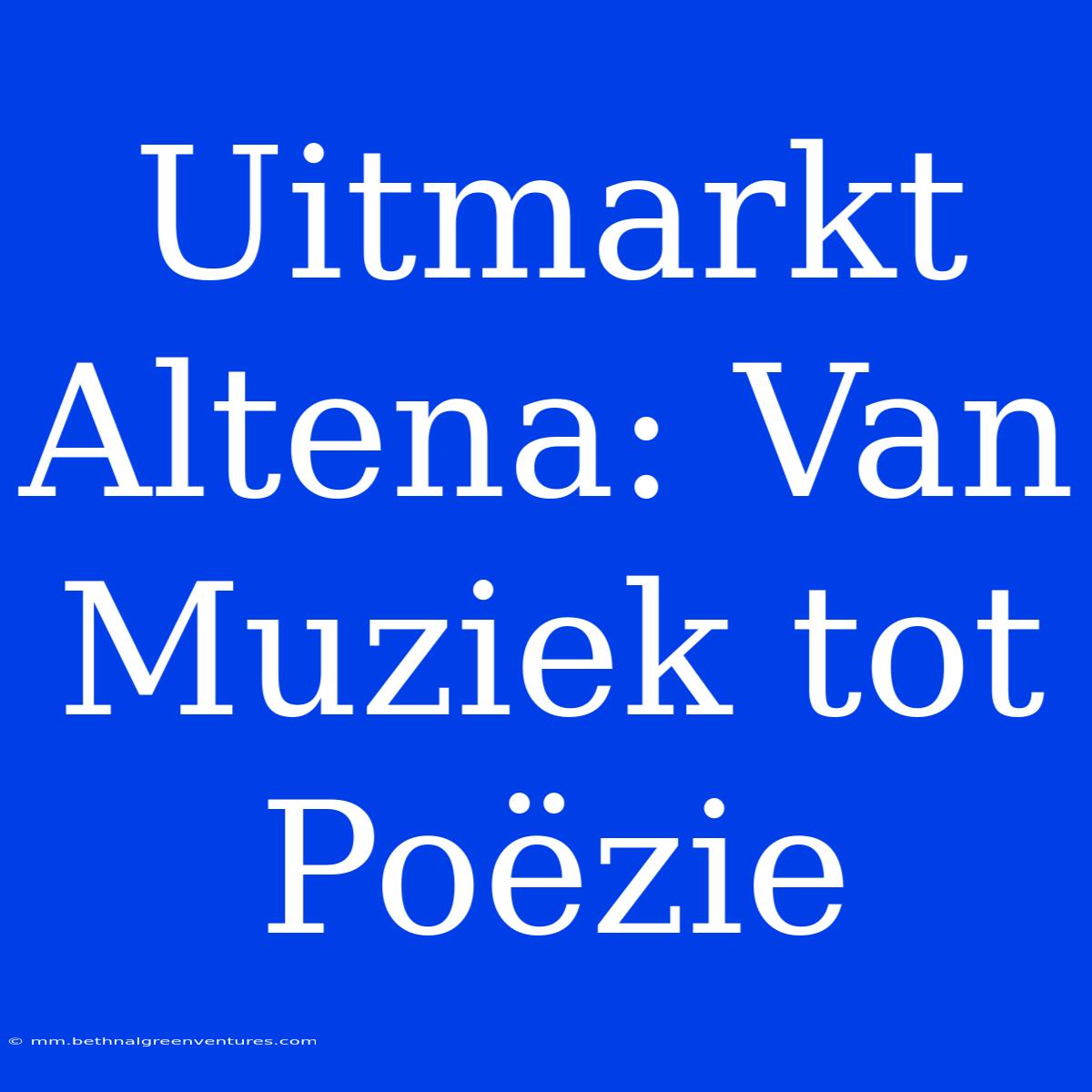 Uitmarkt Altena: Van Muziek Tot Poëzie