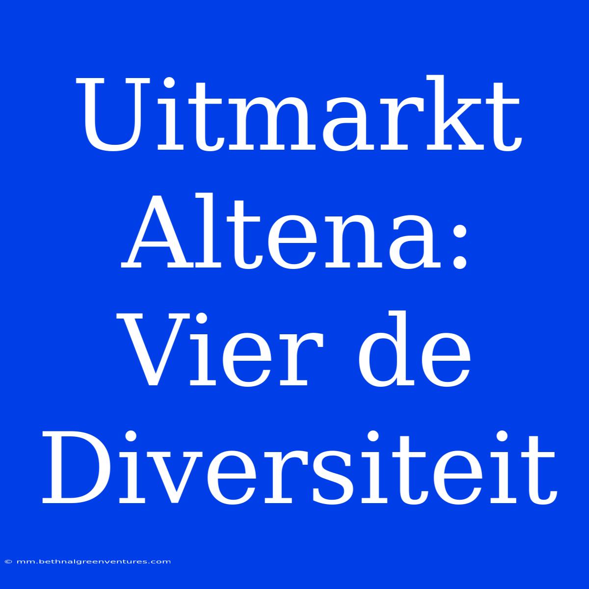 Uitmarkt Altena: Vier De Diversiteit