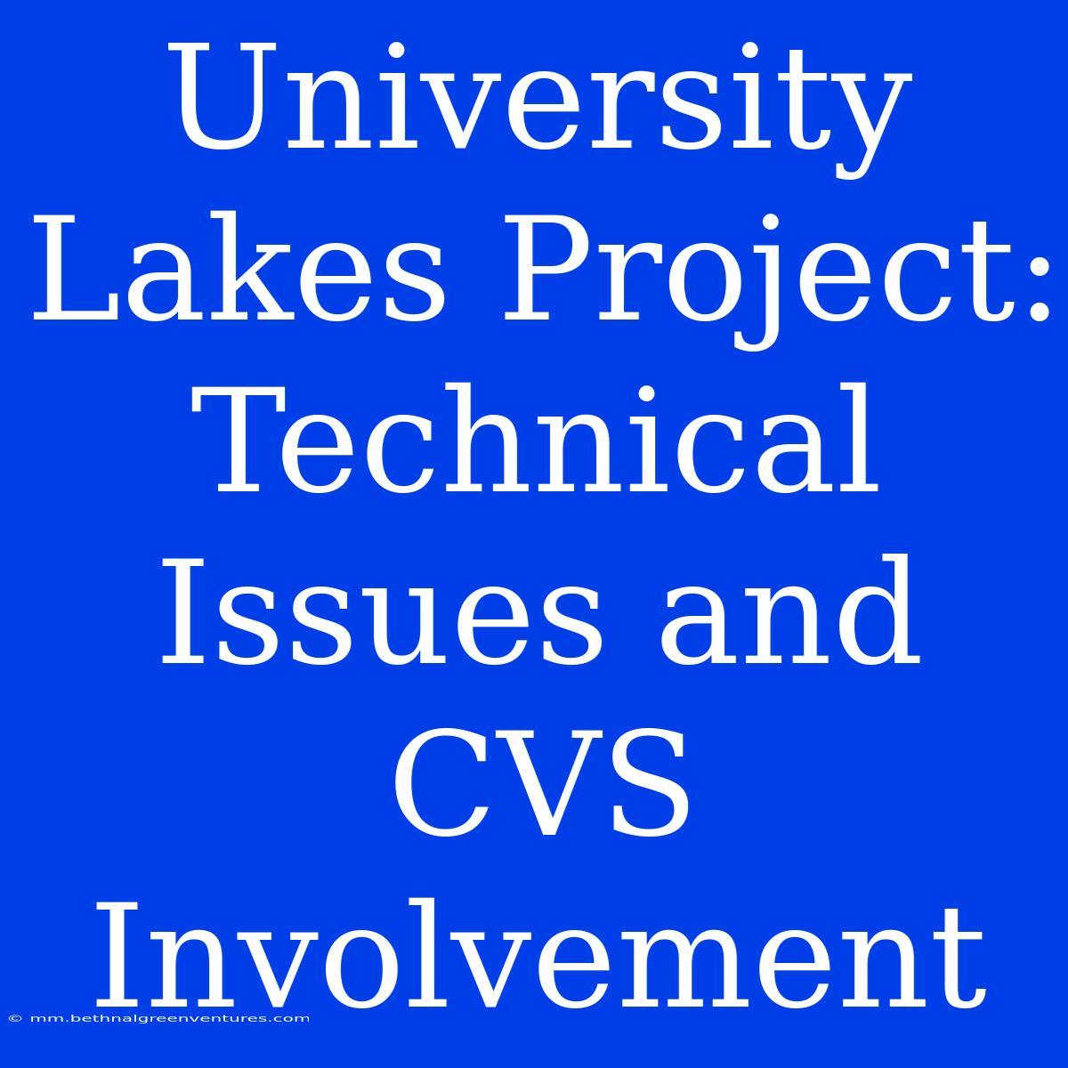 University Lakes Project: Technical Issues And CVS Involvement