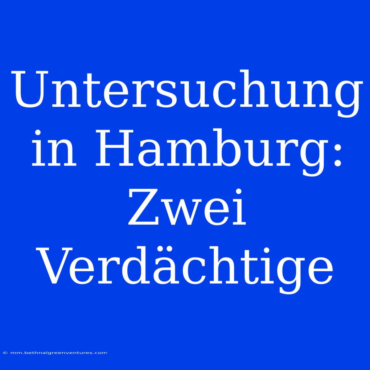 Untersuchung In Hamburg: Zwei Verdächtige