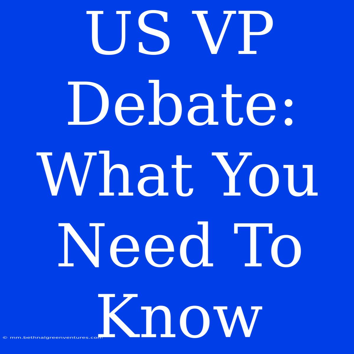 US VP Debate: What You Need To Know 