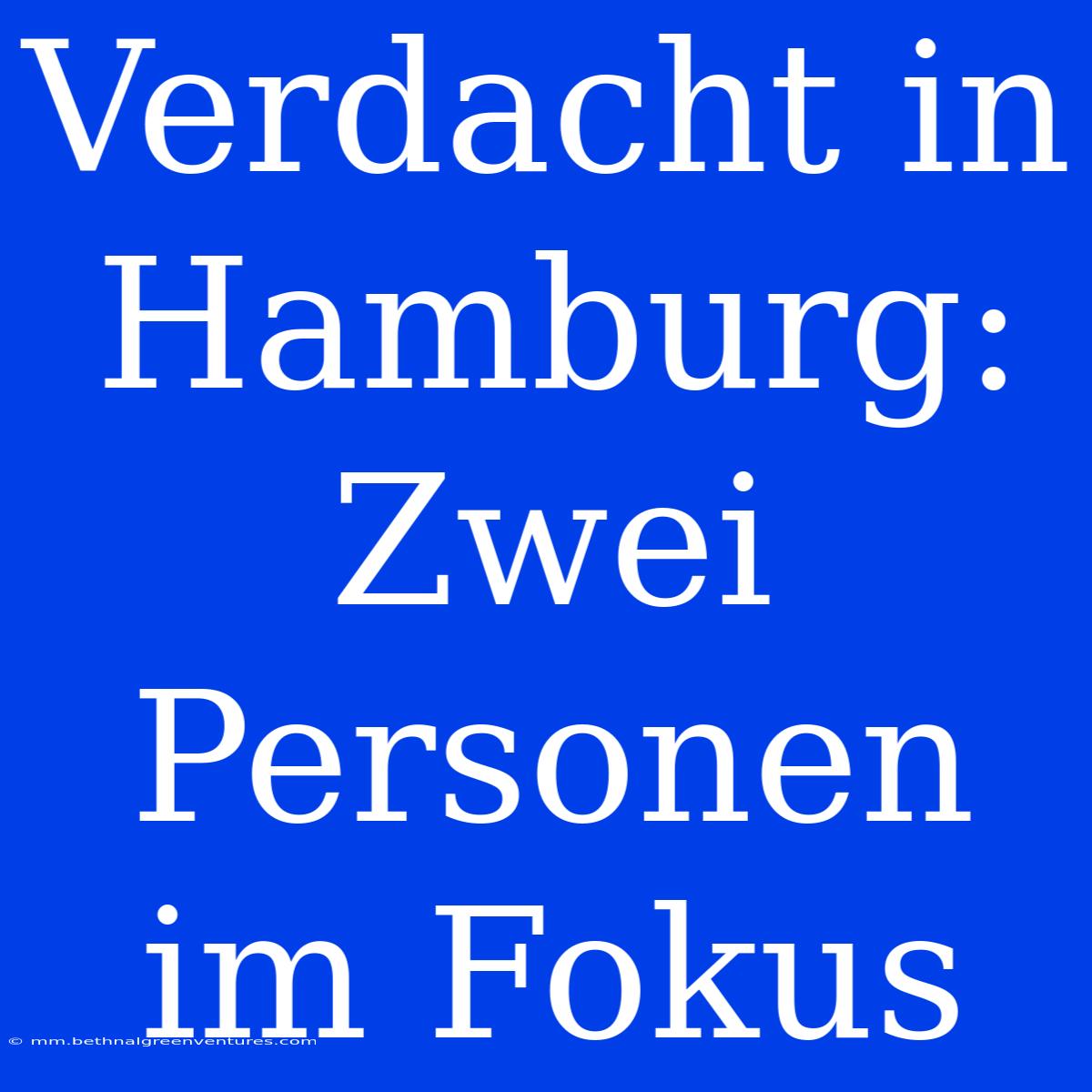 Verdacht In Hamburg: Zwei Personen Im Fokus