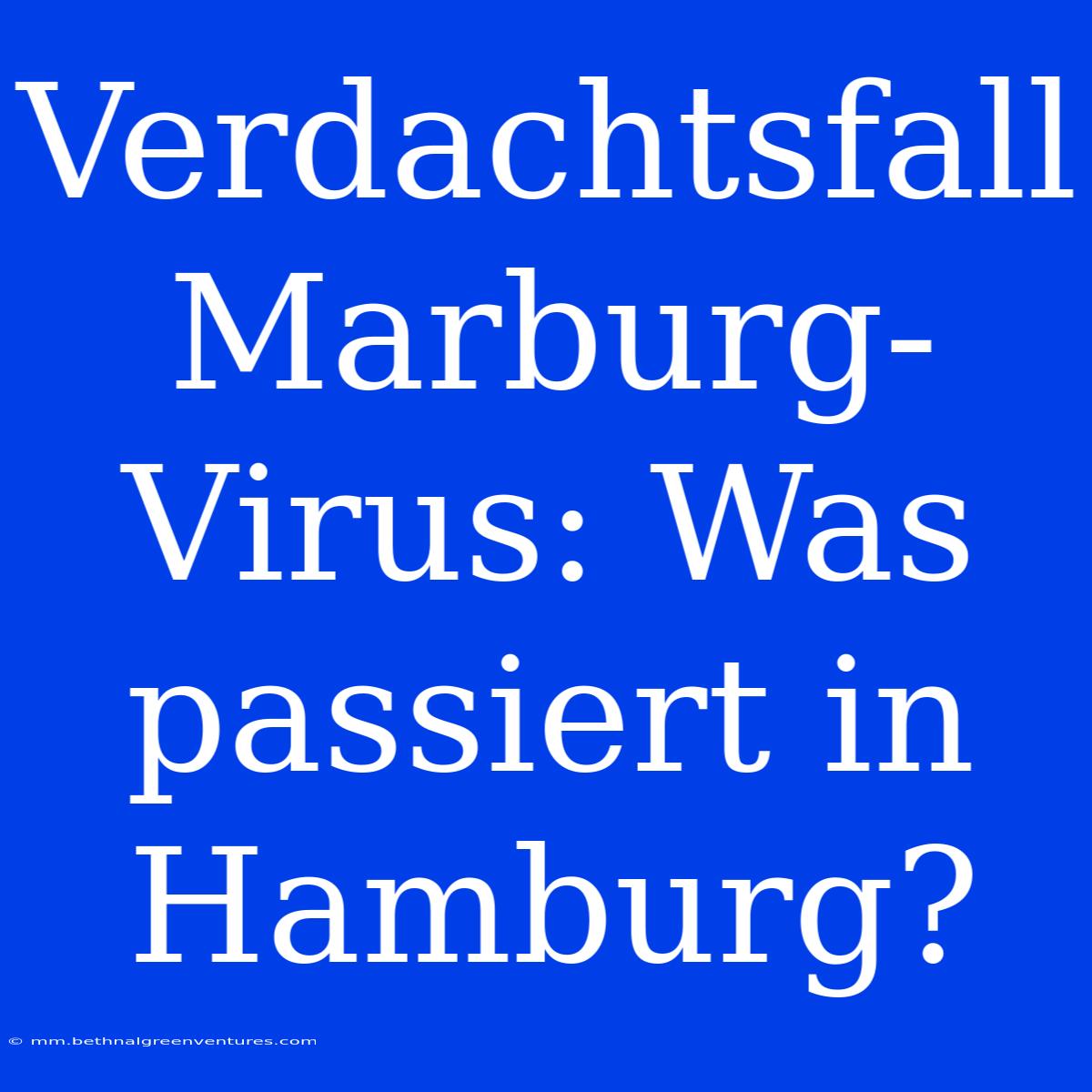 Verdachtsfall Marburg-Virus: Was Passiert In Hamburg?