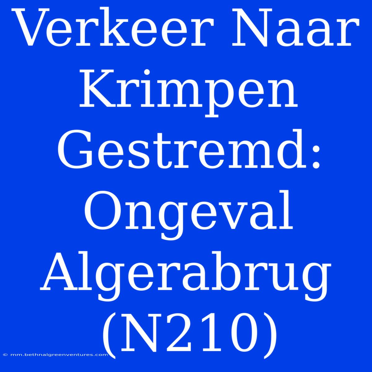 Verkeer Naar Krimpen Gestremd: Ongeval Algerabrug (N210)