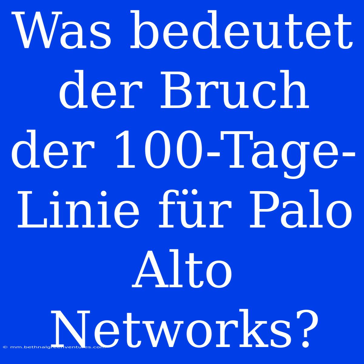 Was Bedeutet Der Bruch Der 100-Tage-Linie Für Palo Alto Networks?